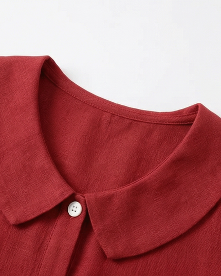 Women's Puff Sleeve Blouse with Elastic Cuffs and Collar