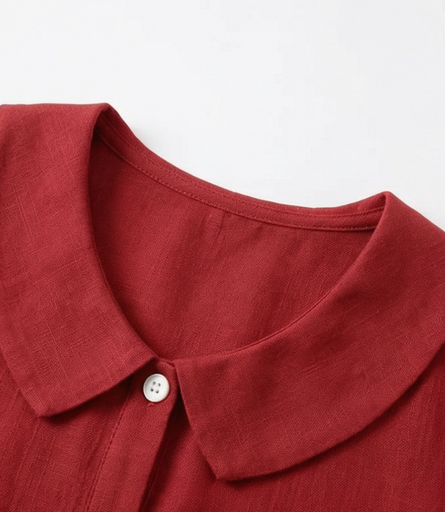 Women's Puff Sleeve Blouse with Elastic Cuffs and Collar