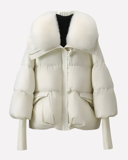 Women's Puffer Jacket with Faux Fur Collar