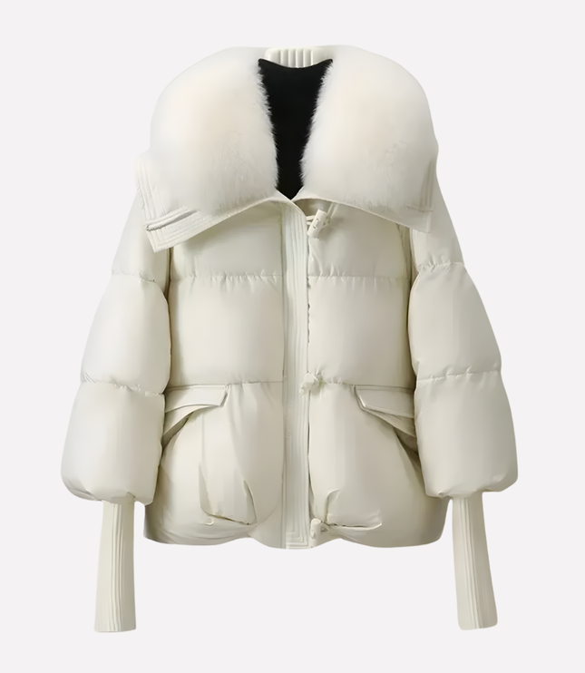 Women's Puffer Jacket with Faux Fur Collar