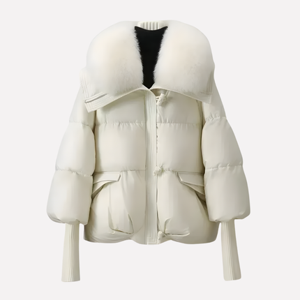 Women's Puffer Jacket with Faux Fur Collar