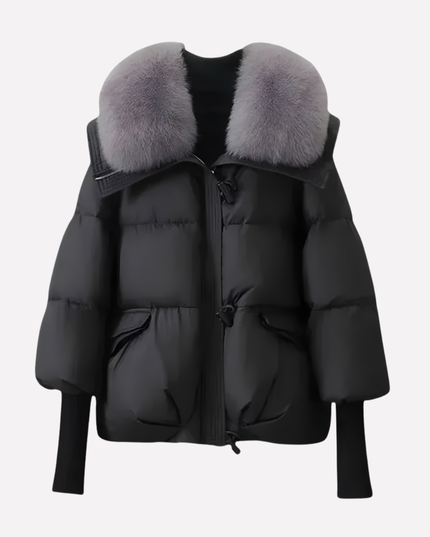 Women's Puffer Jacket with Faux Fur Collar