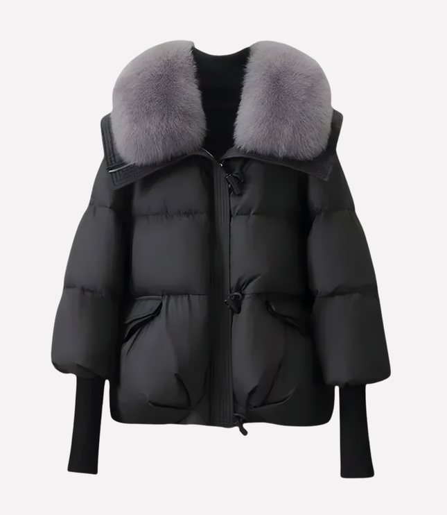 Women's Puffer Jacket with Faux Fur Collar
