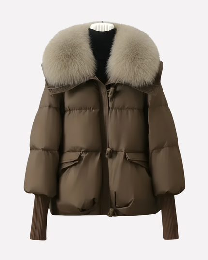Women's Puffer Jacket with Faux Fur Collar