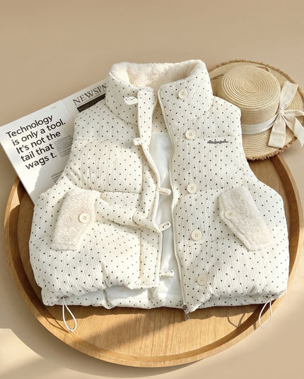Women's Puffer Vest with Teddy Lined Collar and Hidden Zip