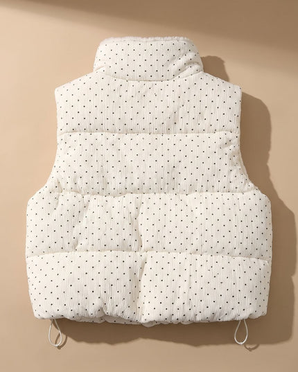 Women's Puffer Vest with Teddy Lined Collar and Hidden Zip