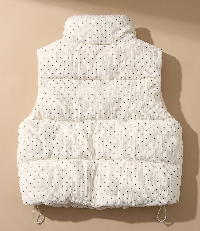 Women's Puffer Vest with Teddy Lined Collar and Hidden Zip