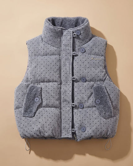 Women's Puffer Vest with Teddy Lined Collar and Hidden Zip