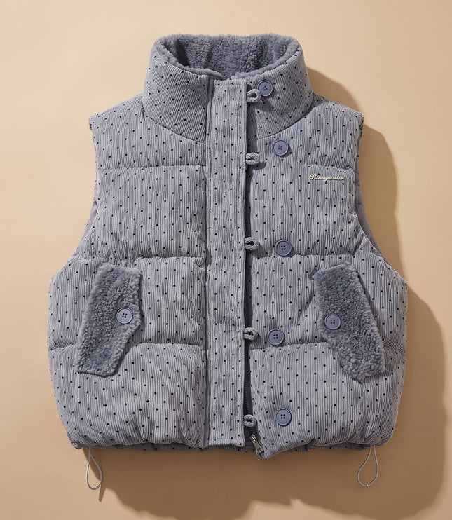 Women's Puffer Vest with Teddy Lined Collar and Hidden Zip