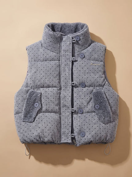 Women's Puffer Vest with Teddy Lined Collar and Hidden Zip