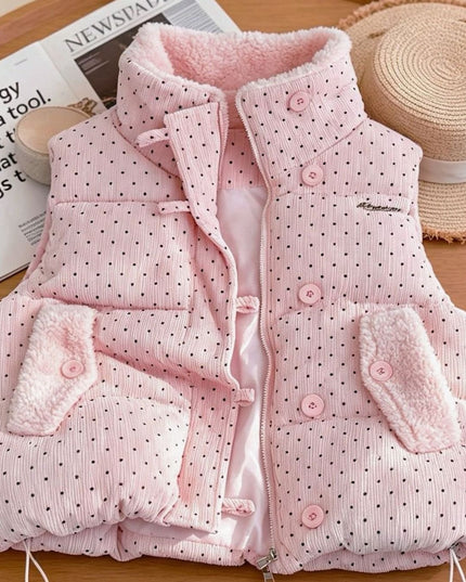 Women's Puffer Vest with Teddy Lined Collar and Hidden Zip