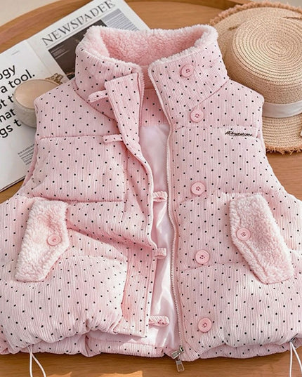 Women's Puffer Vest with Teddy Lined Collar and Hidden Zip