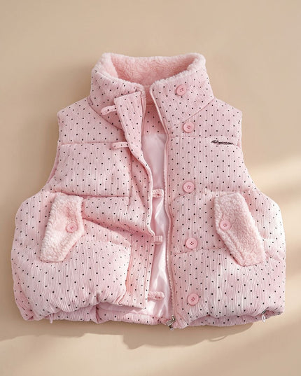 Women's Puffer Vest with Teddy Lined Collar and Hidden Zip