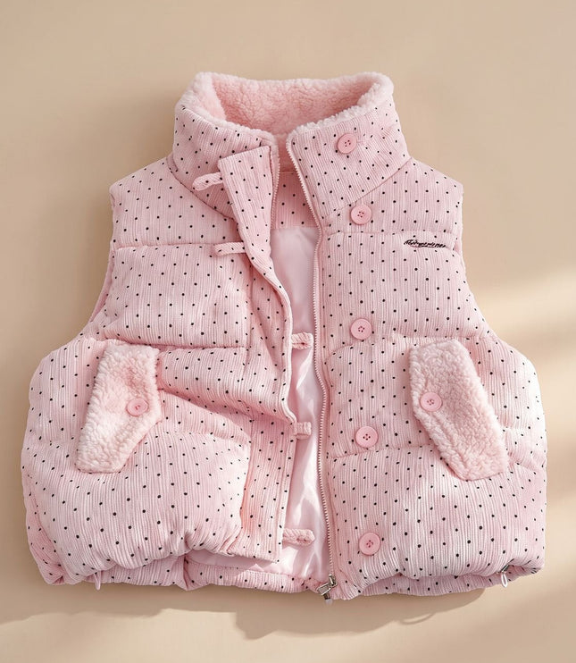 Women's Puffer Vest with Teddy Lined Collar and Hidden Zip