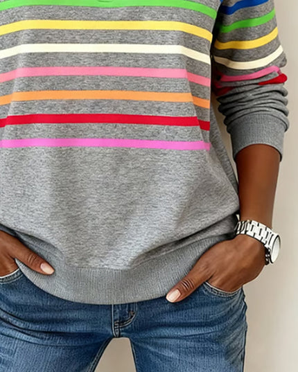 Women's Pullover Sweater with Quarter Zip and Stripes