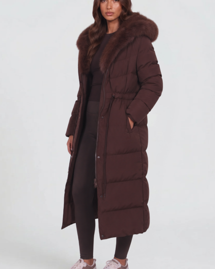 Women's Quilted Puffer Coat, Hooded and Trimmed in Faux Fur