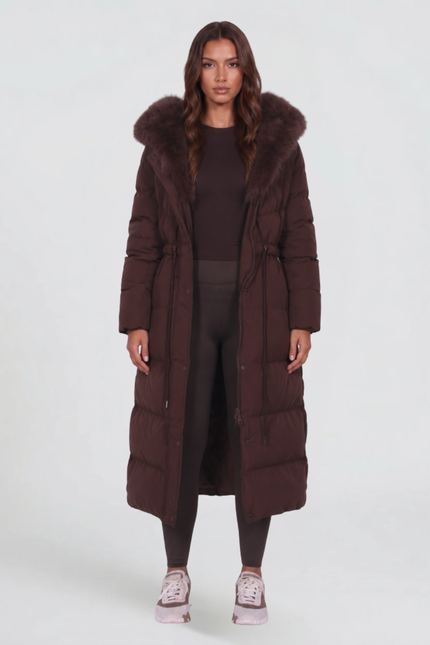 Women's Quilted Puffer Coat, Hooded and Trimmed in Faux Fur