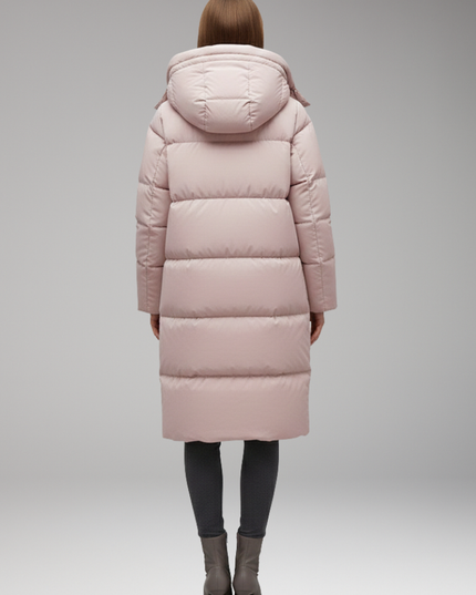 Women's Quilted Winter Jacket, Cut Long with a Hood