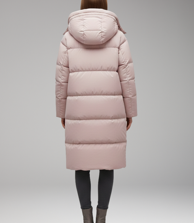 Women's Quilted Winter Jacket, Cut Long with a Hood