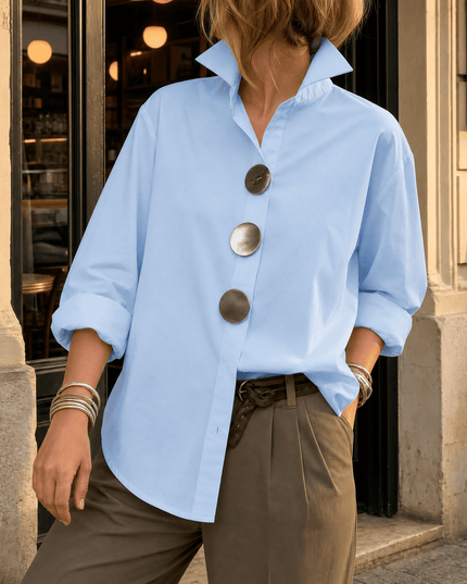 Women's Relaxed Blouse with an Asymmetric Button-Down Placket