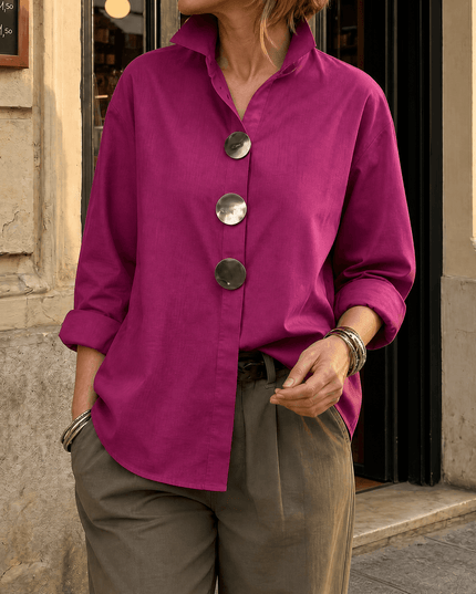 Women's Relaxed Blouse with an Asymmetric Button-Down Placket