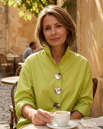 Women's Relaxed Blouse with an Asymmetric Button-Down Placket