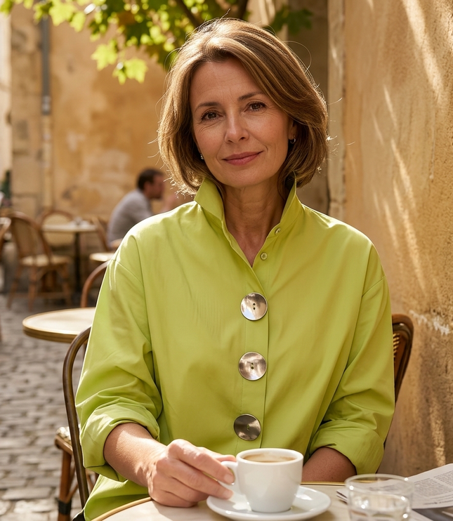 Women's Relaxed Blouse with an Asymmetric Button-Down Placket