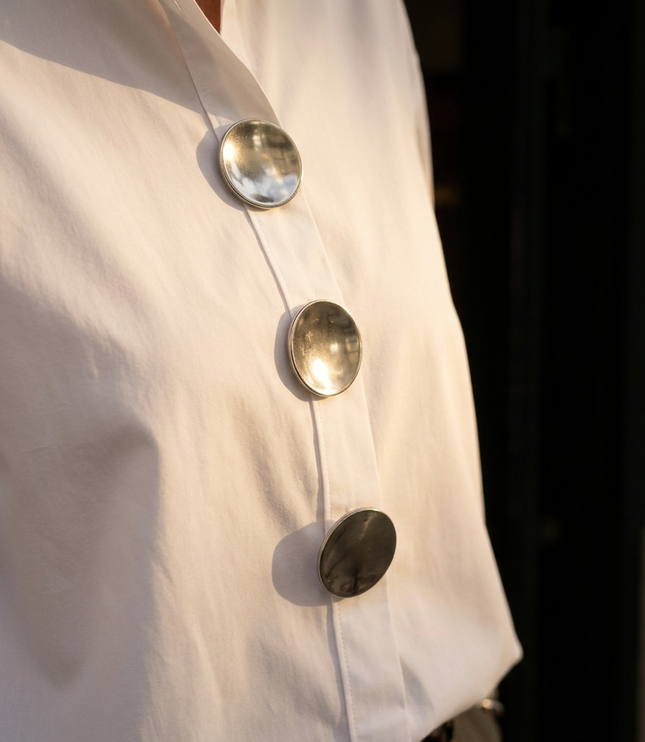 Women's Relaxed Blouse with an Asymmetric Button-Down Placket