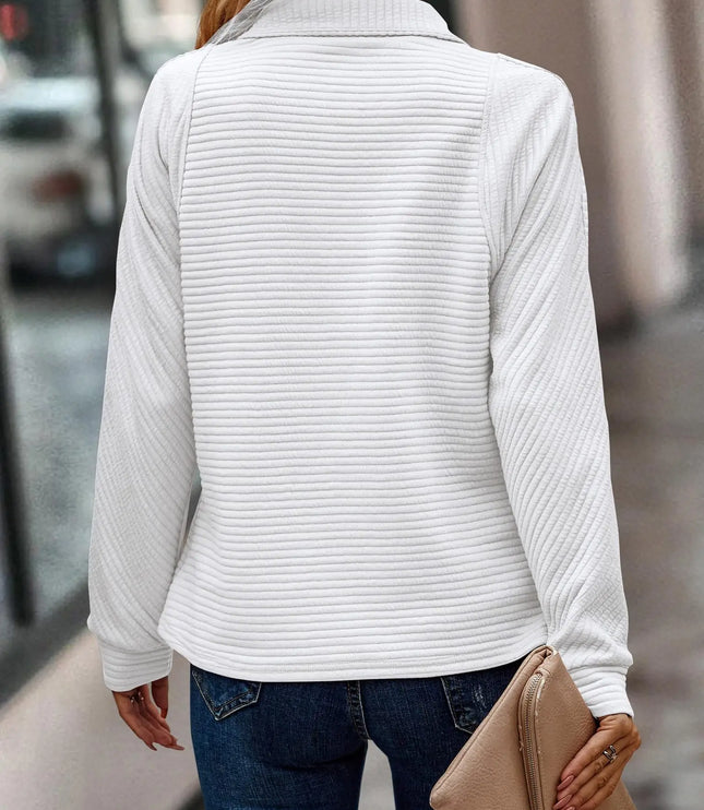 Women's Ribbed Quarter-Zip Sweater with Point Collar