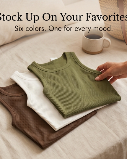Women's Ribbed Racerback Tank Top with a Built In Bra