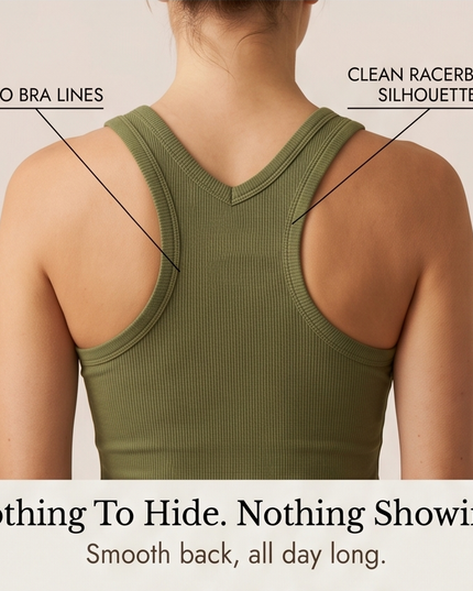 Women's Ribbed Racerback Tank Top with a Built In Bra
