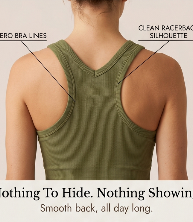 Women's Ribbed Racerback Tank Top with a Built In Bra