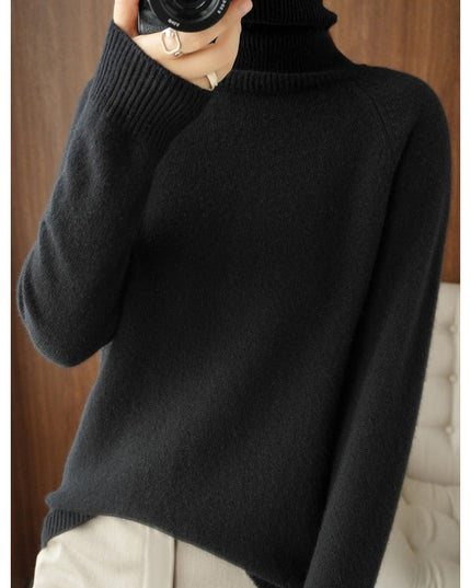 Women's Ribbed Turtleneck Sweater with Dropped Shoulders