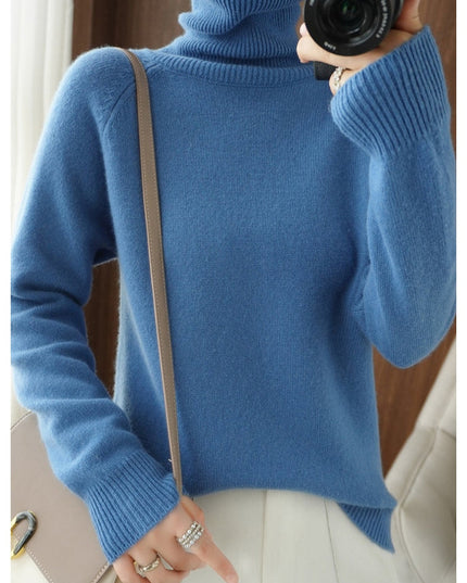 Women's Ribbed Turtleneck Sweater with Dropped Shoulders