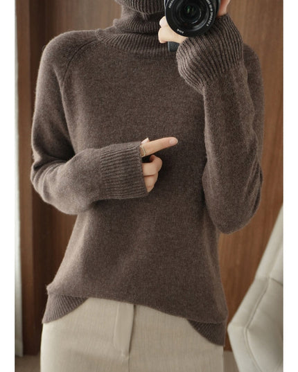 Women's Ribbed Turtleneck Sweater with Dropped Shoulders