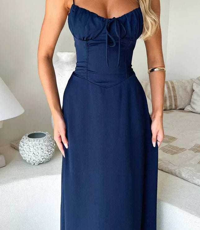 Women's Ruched Bodice Maxi Dress with Sweetheart Neckline