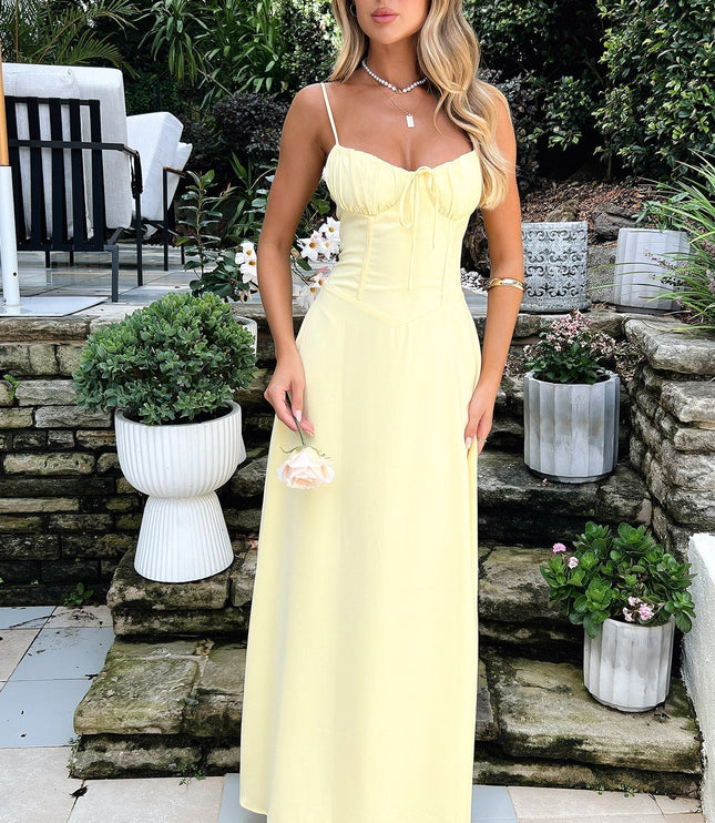 Women's Ruched Bodice Maxi Dress with Sweetheart Neckline