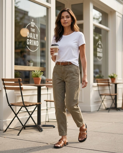 Women's Ruched-Hem High-Rise Tapered Ankle Pants