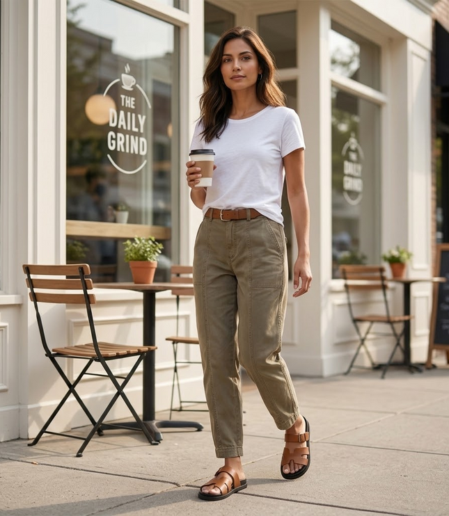 Women's Ruched-Hem High-Rise Tapered Ankle Pants