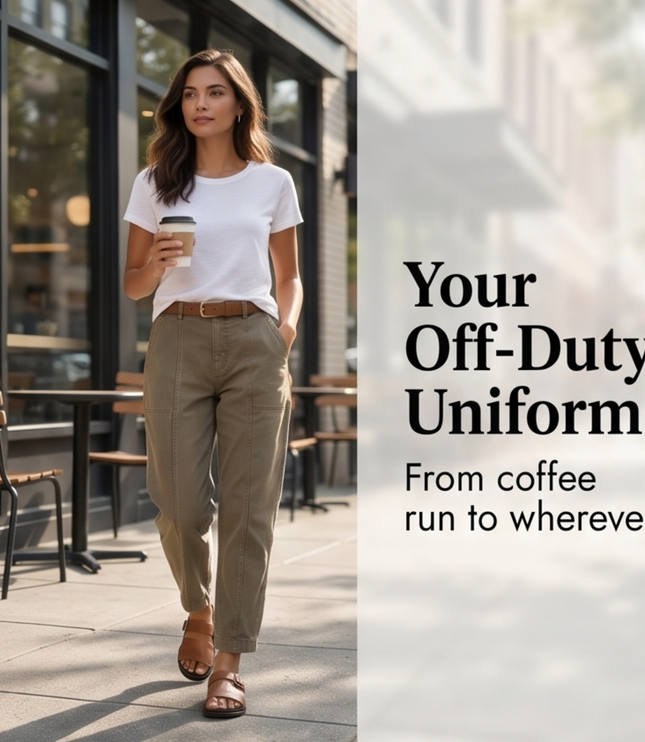 Women's Ruched-Hem High-Rise Tapered Ankle Pants