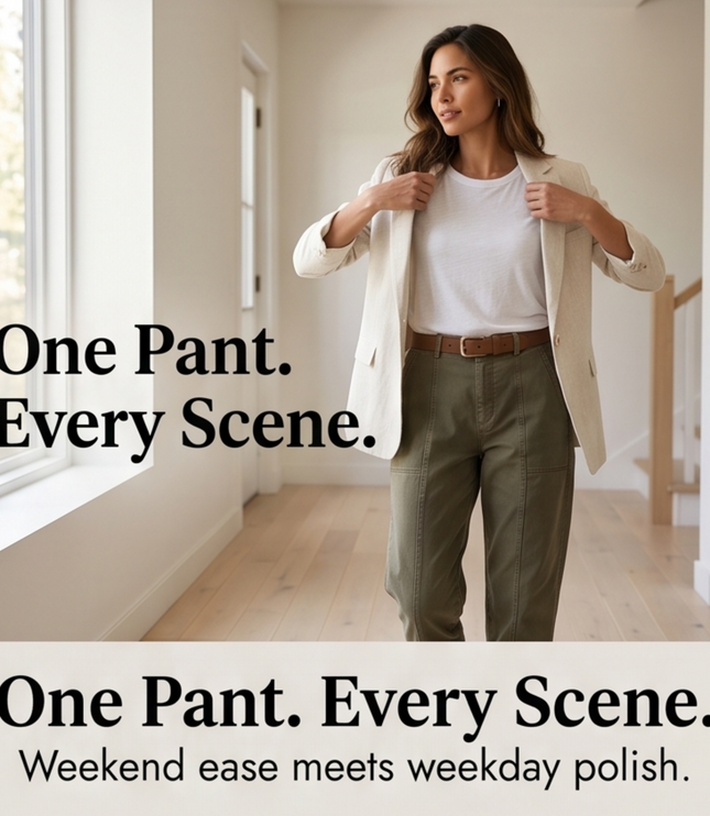 Women's Ruched-Hem High-Rise Tapered Ankle Pants