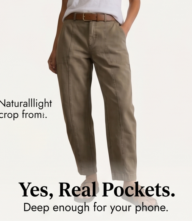 Women's Ruched-Hem High-Rise Tapered Ankle Pants