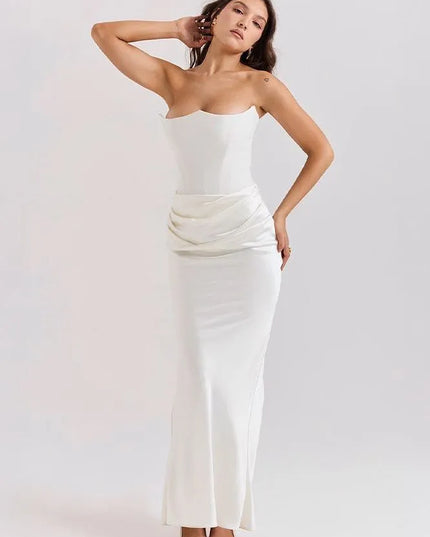 Ivory strapless mermaid dress with side ruching detail