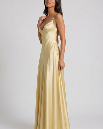 Women's Satin Halter Cocktail Maxi Dress for Summer Evenings