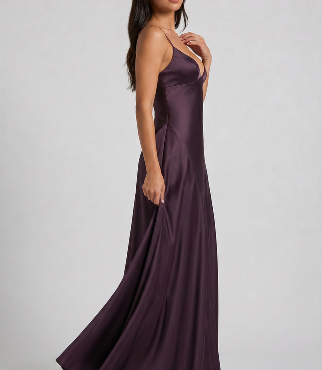 Women's Satin Halter Cocktail Maxi Dress for Summer Evenings