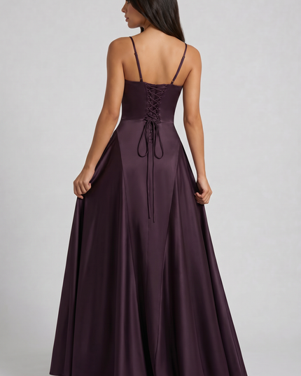 Women's Satin Halter Cocktail Maxi Dress for Summer Evenings