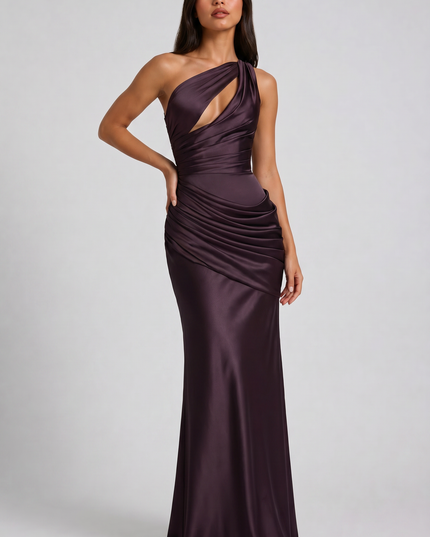 Women's Satin V-Neck Evening Party Maxi Dress for Summer