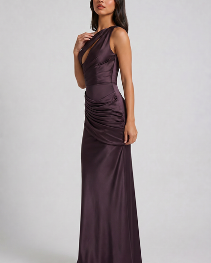 Women's Satin V-Neck Evening Party Maxi Dress for Summer
