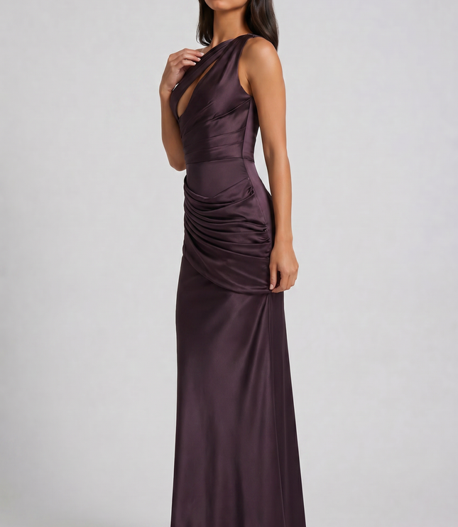 Women's Satin V-Neck Evening Party Maxi Dress for Summer