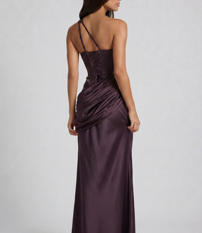 Women's Satin V-Neck Evening Party Maxi Dress for Summer